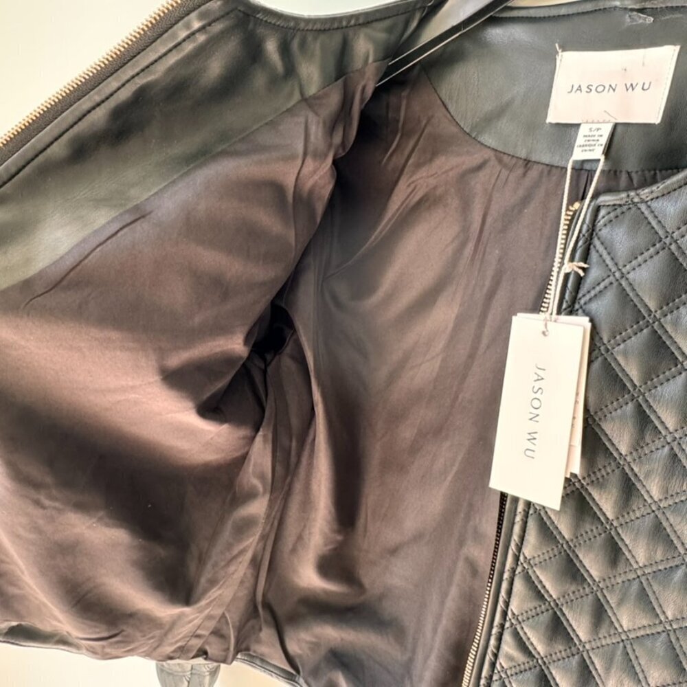NWT Jason Wu Quilted Faux Leather Zip Front Jacket - Picture 6 of 12